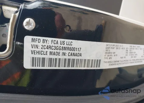 2021 Chrysler Pacifica Limited Awd из США, поврежденный, VIN 2C4RC3GG8MR600117